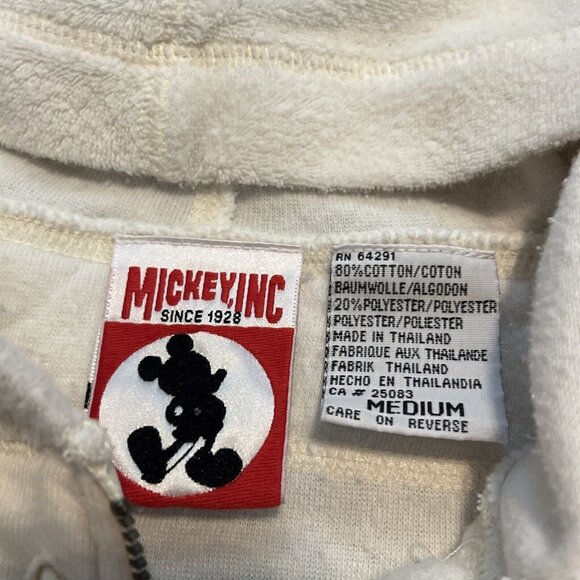 Vintage Mickey Inc Terry Cloth Sweater SZ Medium Cream 1/4 Zip Disney 90s - Picture 9 of 12